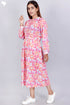 Mulmul Cotton Midi Dress With Floral Block Print